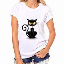 Black Cat Print T-Shirt Women's