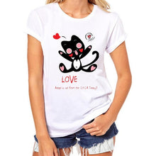 Black Cat Print T-Shirt Women's
