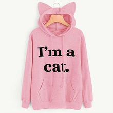 New Fashion Women Hoodie Sweatshirts Cat Ear Letter Print Long Sleeve Casual Loose Pullover Hooded Tops